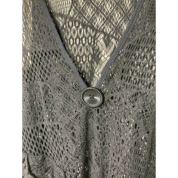 Lily Crochet Vest Womens Large Black Pullover Asymmetrical Hem Sleeveless - Picture 3 of 9